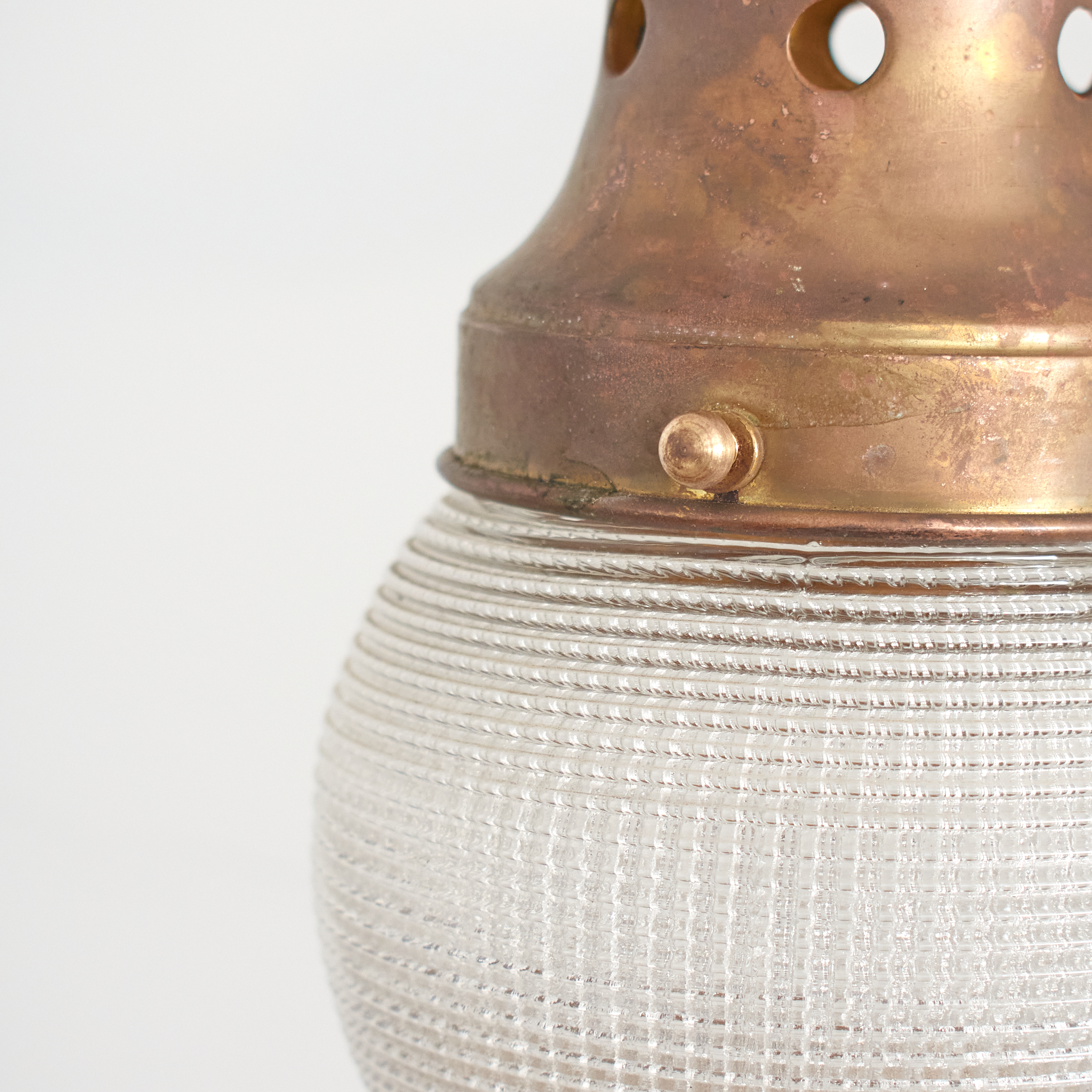 Antique Decorative Acorn Holophane Brass Wall Light - C