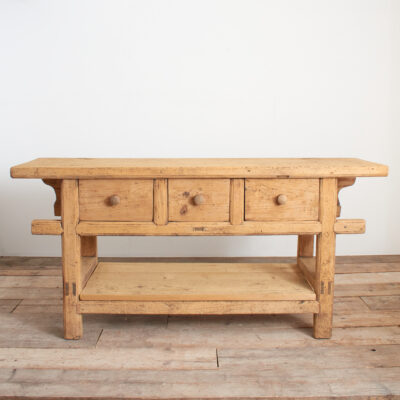 Large Rustic Reclaimed Antique Console Kitchen Island Shop Counter - C