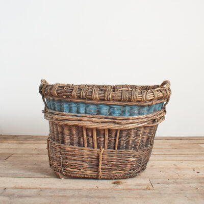 Antique French Champagne Grape Harvest Log Basket - AH