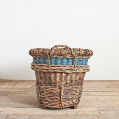 Antique French Champagne Grape Harvest Log Basket - AH