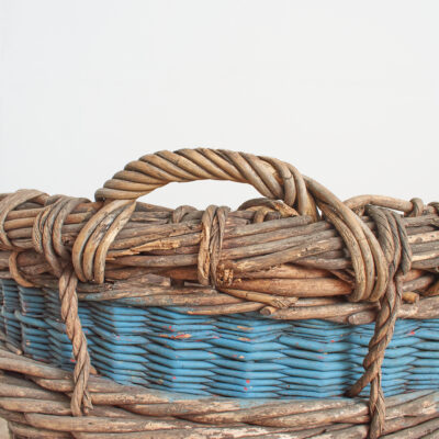 Antique French Champagne Grape Harvest Log Basket - AH