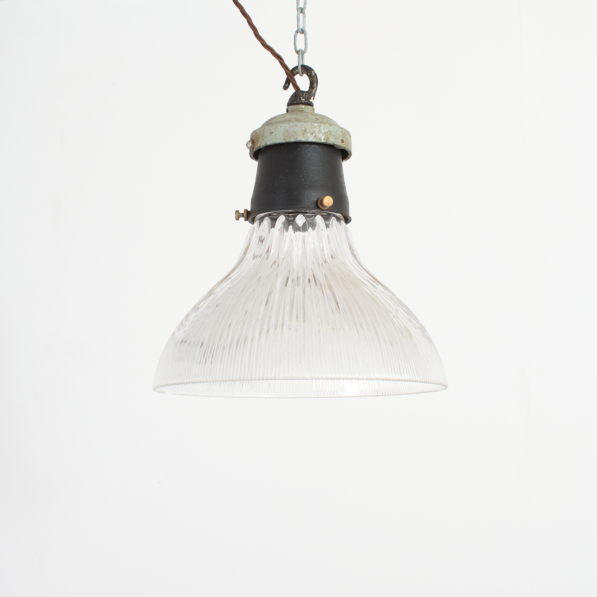 Antique Reclaimed Glass Holophane Pendant Light – AK
