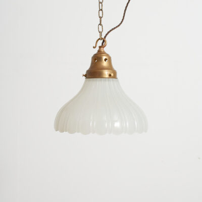 Antique Jefferson Moonstone Glass Pendant Light - B