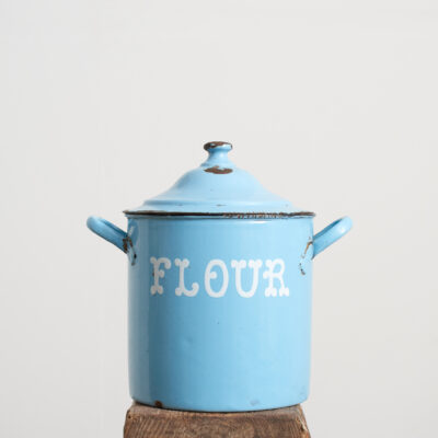 Antique Blue Enamel Flour Bin - H