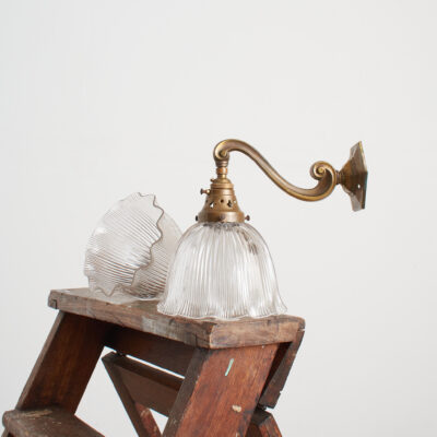 Pair of Antique Reclaimed Glass Holophane Wall Lights