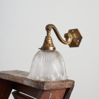 Pair of Antique Reclaimed Glass Holophane Wall Lights
