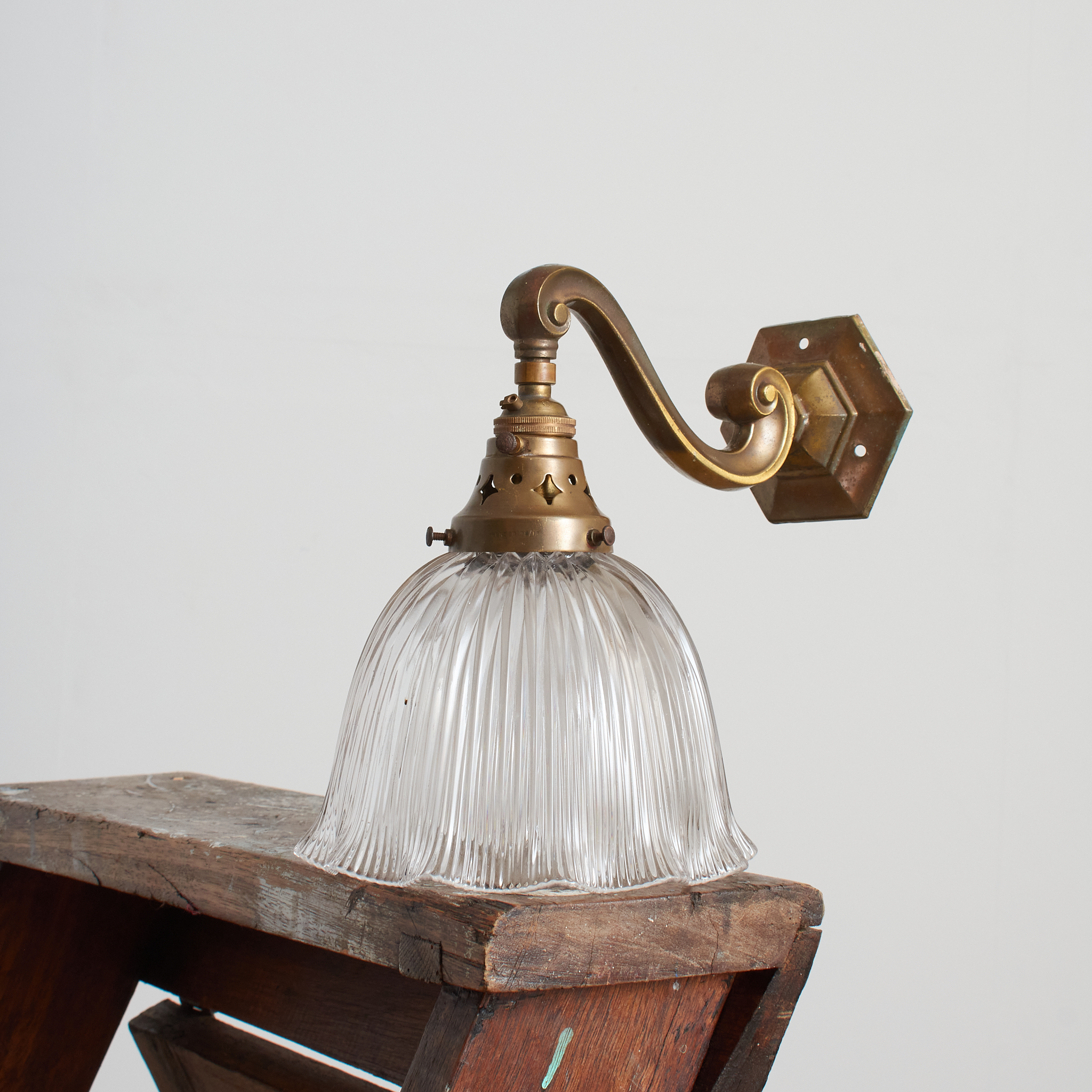 Pair of Antique Reclaimed Glass Holophane Wall Lights