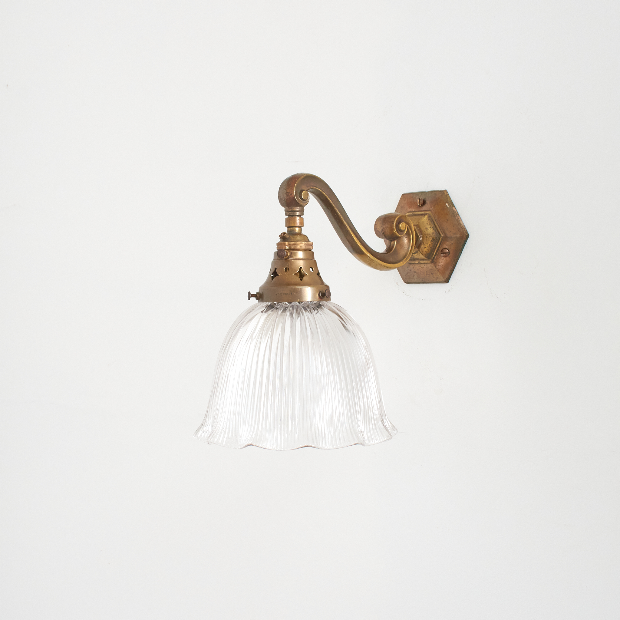 Pair of Antique Reclaimed Glass Holophane Wall Lights