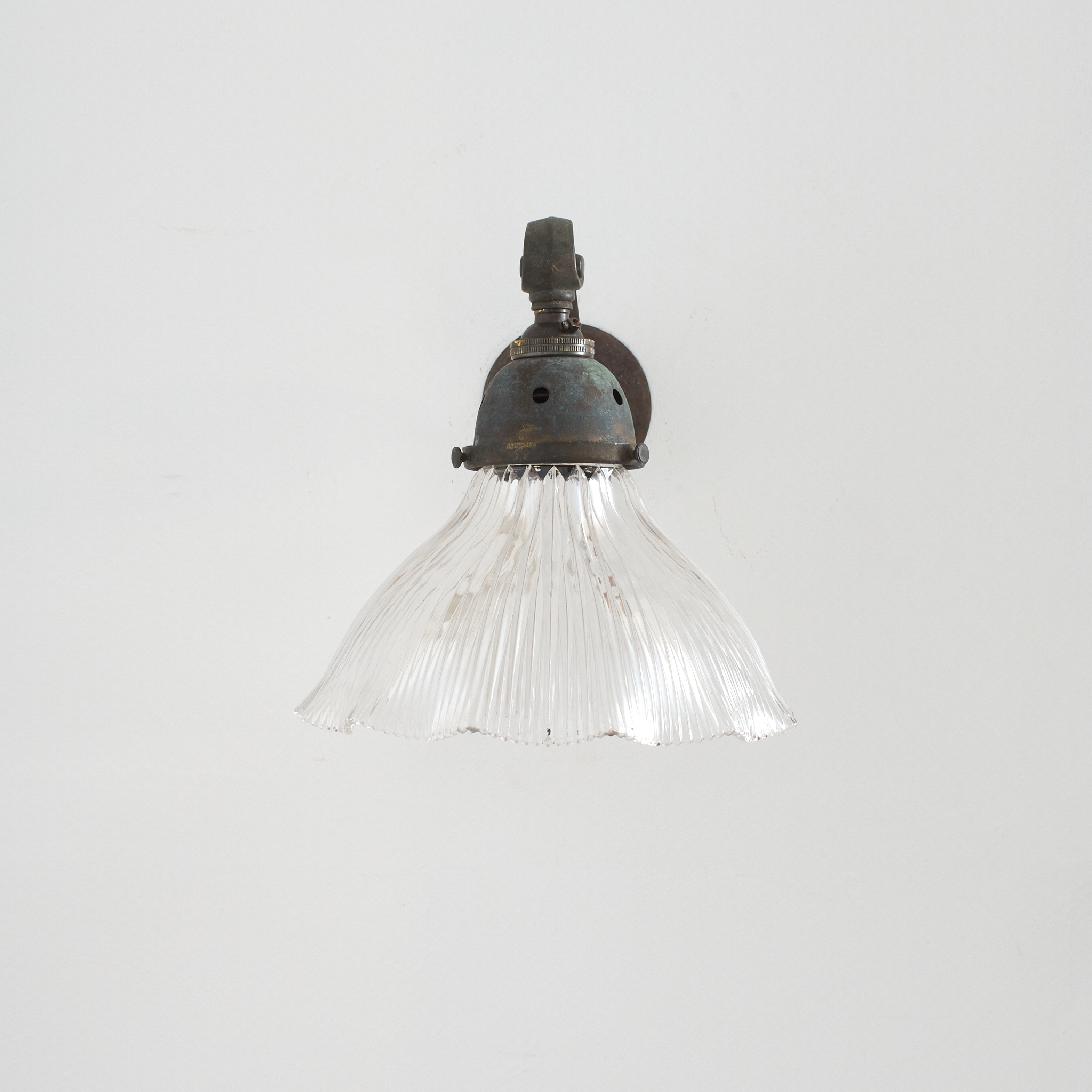 Antique Reclaimed Glass Holophane Wall Light – M