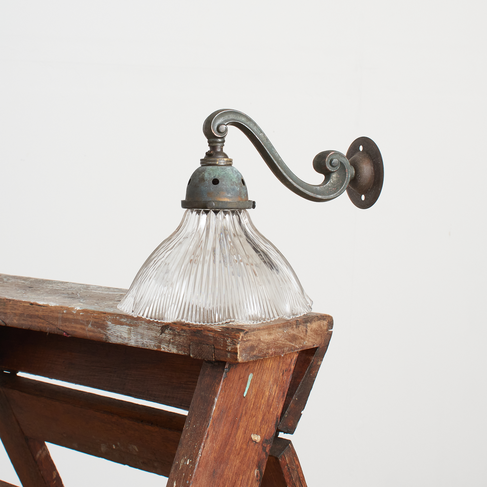 Antique Reclaimed Glass Holophane Wall Light – M
