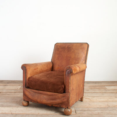 Antique French Leather Club Chair