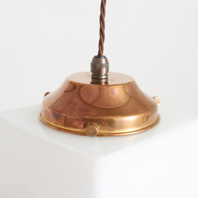 Antique Art Deco Opaline Cube Pendant Light