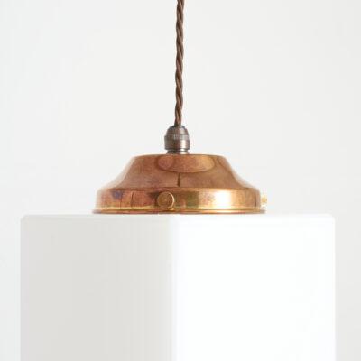 Antique Art Deco Opaline Cube Pendant Light