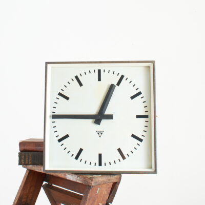 Large Industrial Vintage Square Factory Wall Clock By Pragotron - D