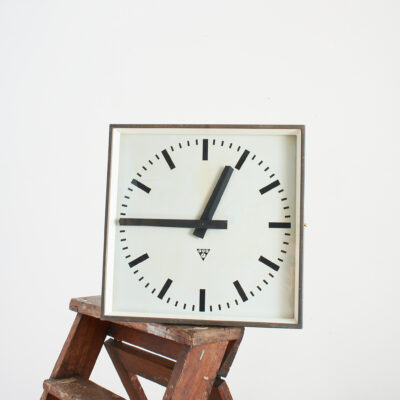 Large Industrial Vintage Square Factory Wall Clock By Pragotron - D