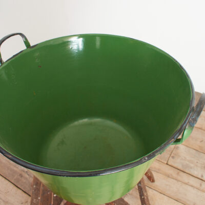 Antique Enamel Garden Planter - Green -C
