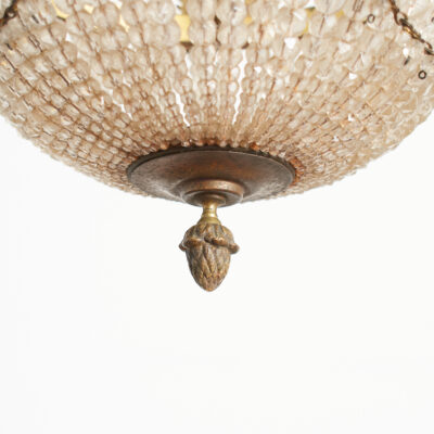 Antique French Crystal Beaded Basket Chandelier