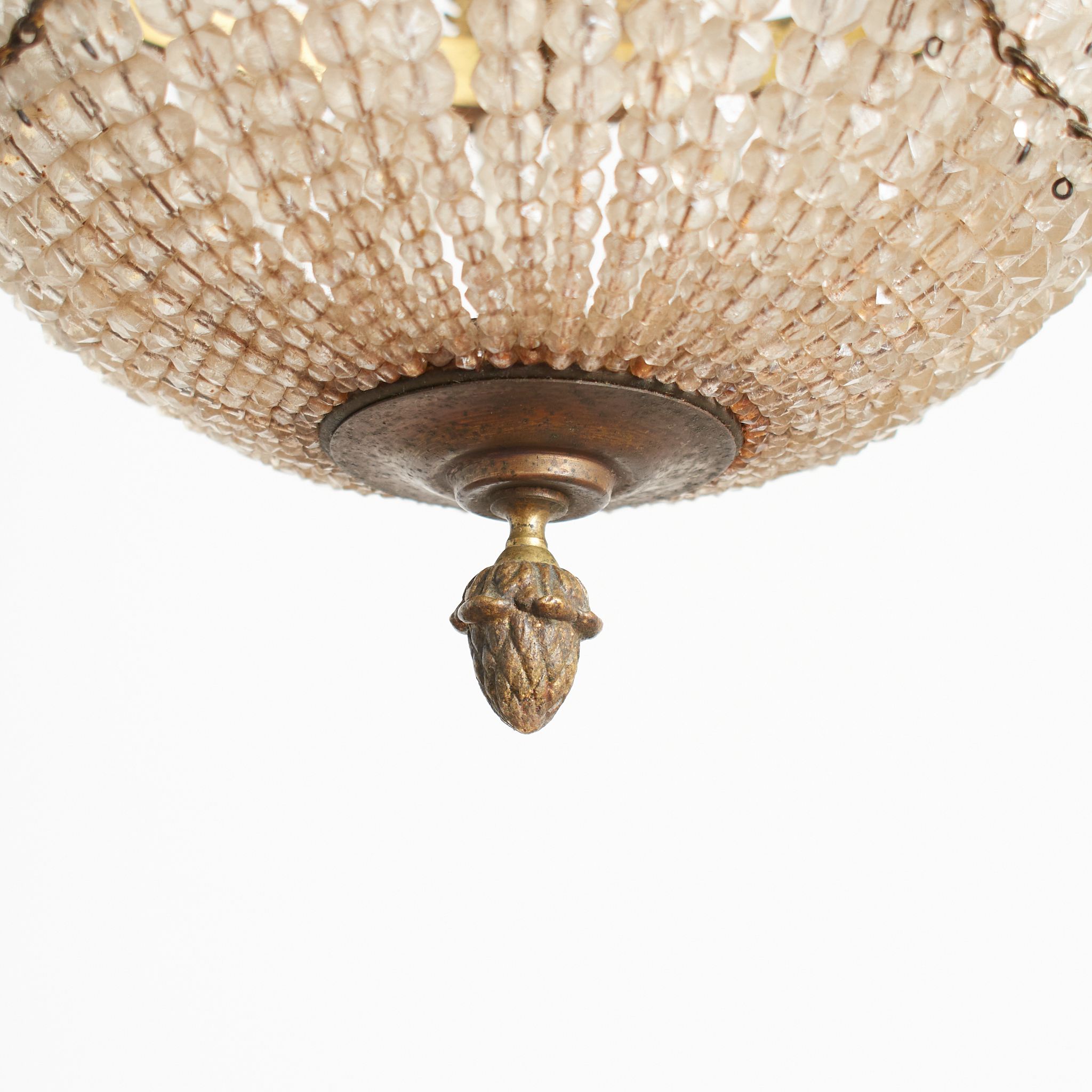 Antique French Crystal Beaded Basket Chandelier