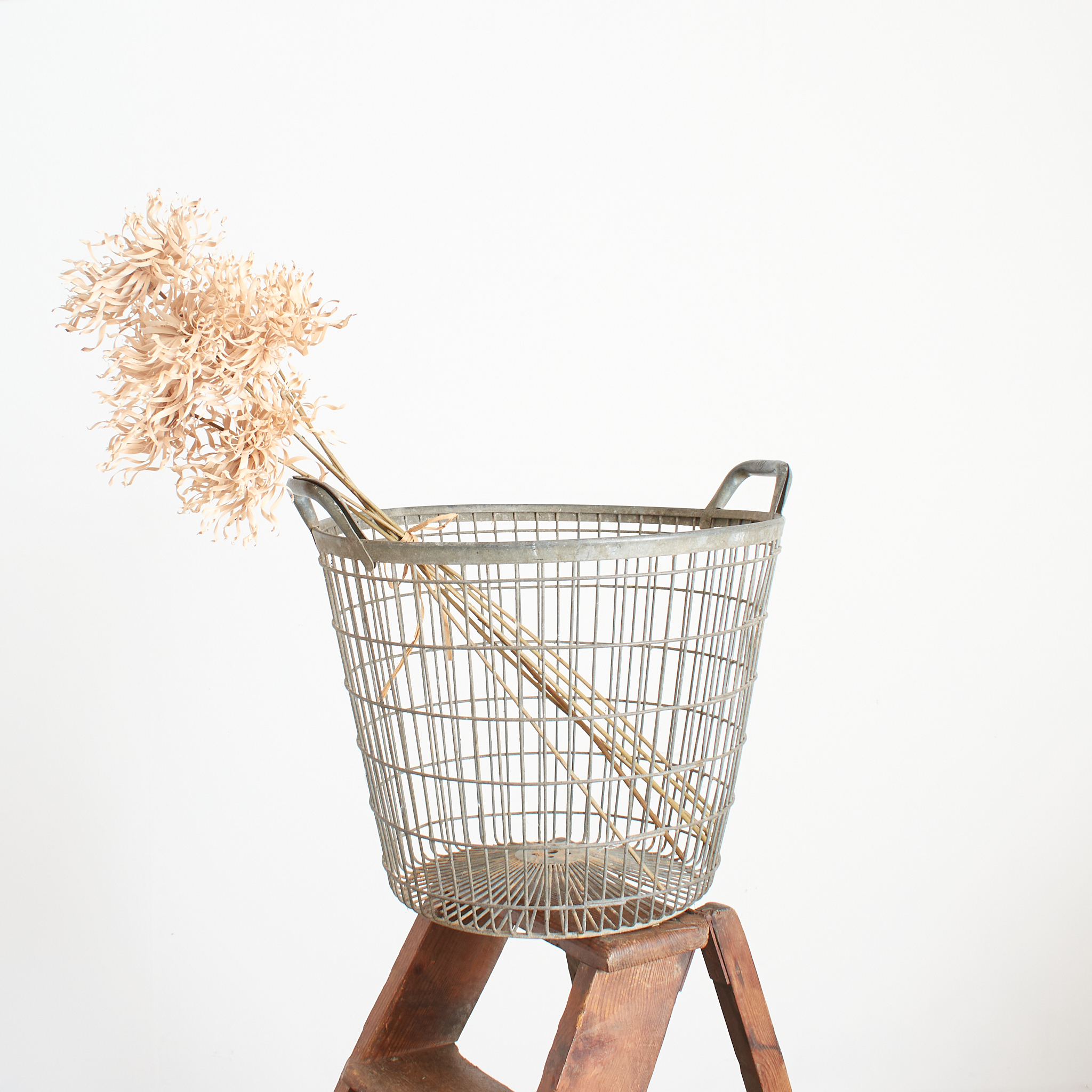 Large Vintage Rustic Wire Storage Basket - D