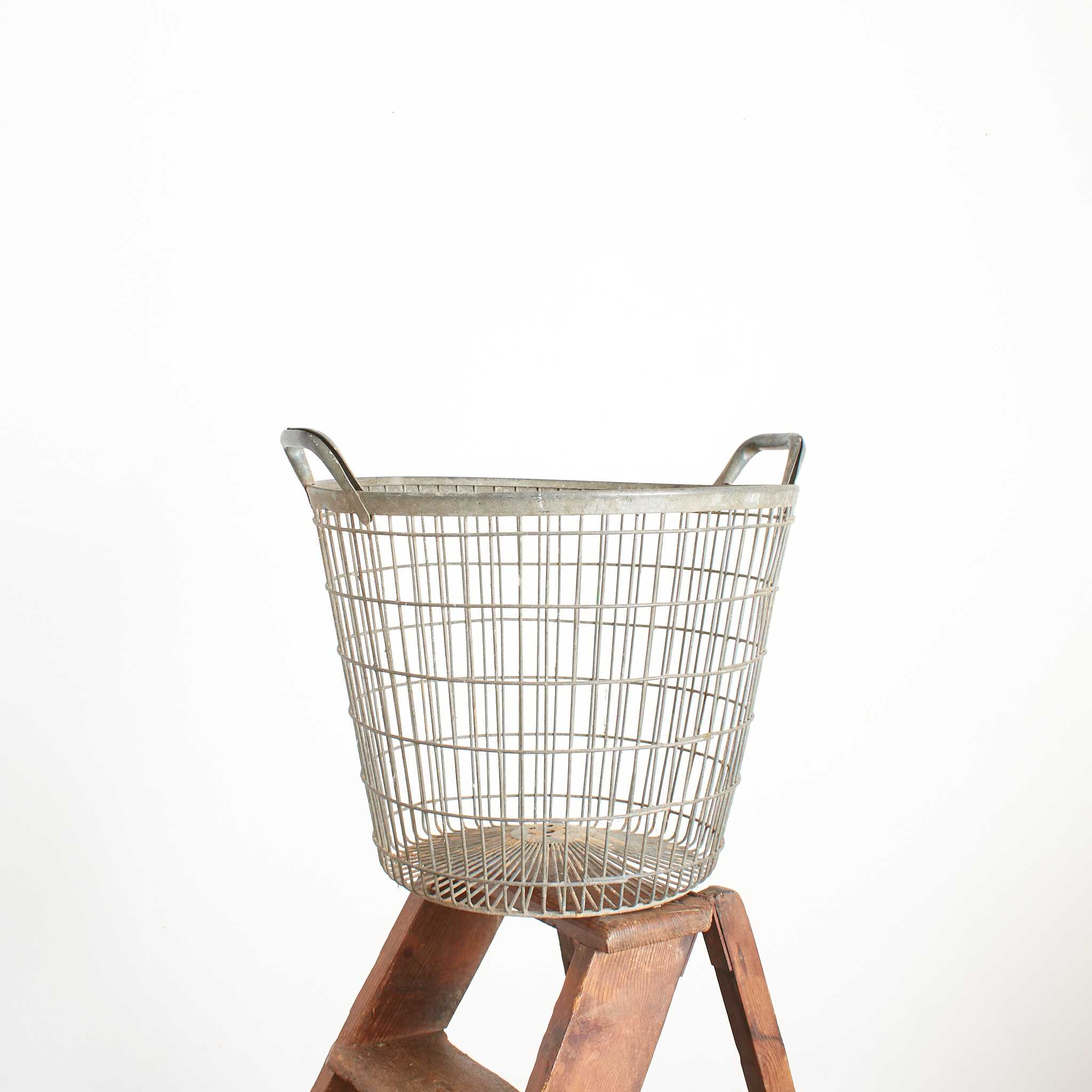 Large Vintage Rustic Wire Storage Basket - D