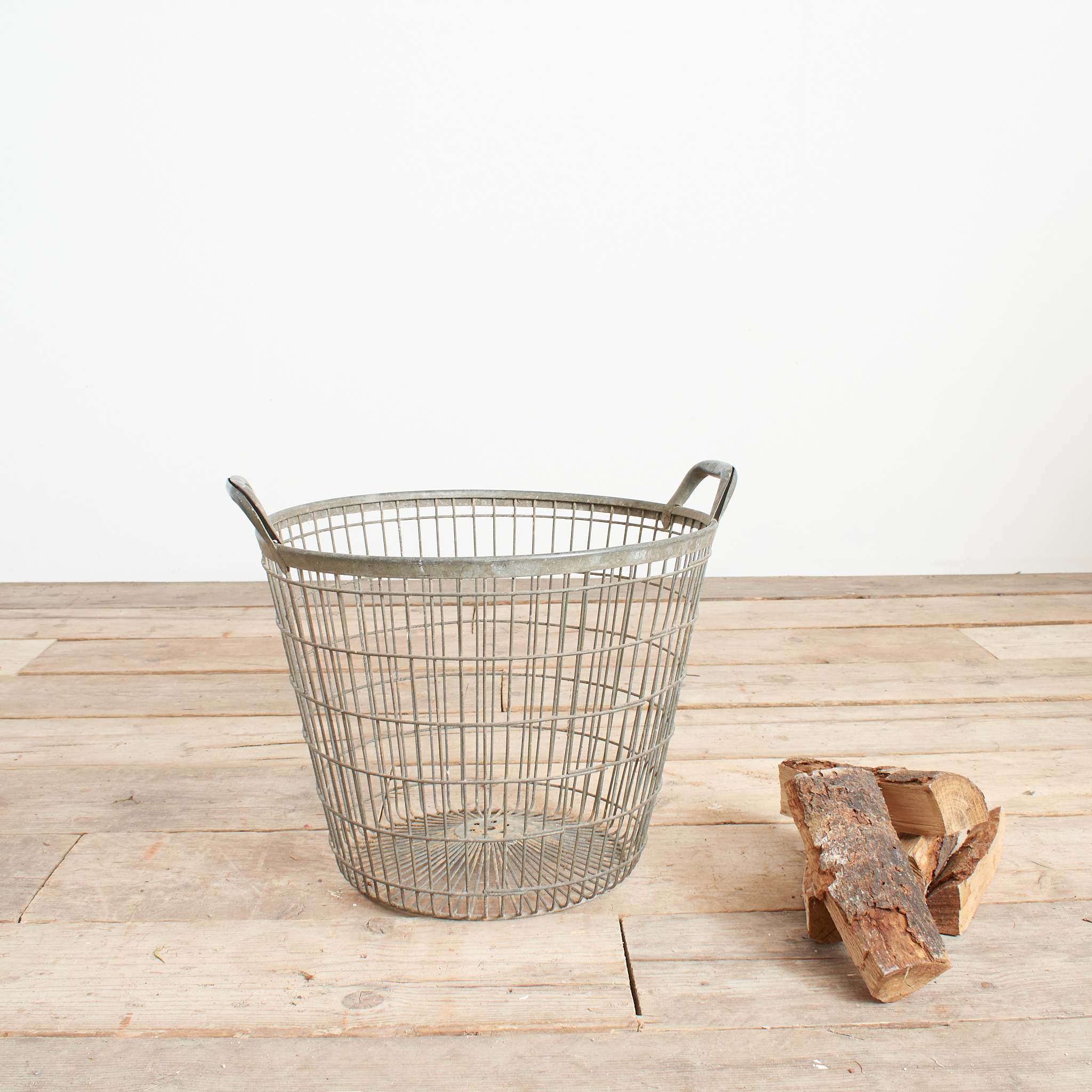 Large Vintage Rustic Wire Storage Basket - D