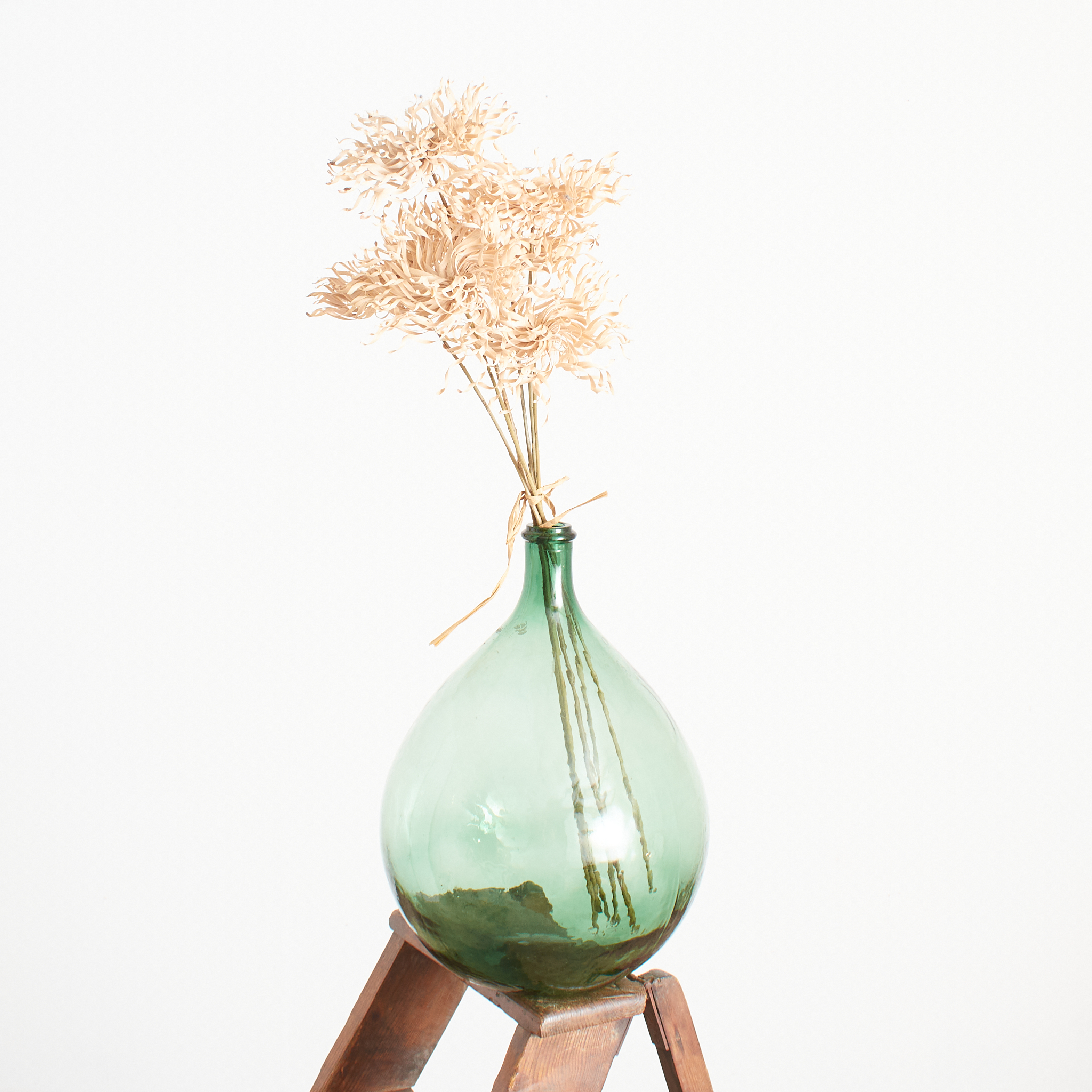Vintage French Green Glass Demijohn Bottle