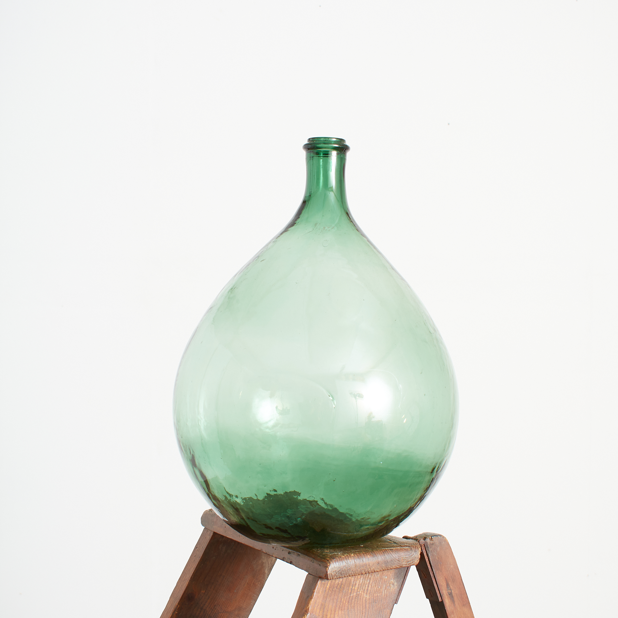Vintage French Green Glass Demijohn Bottle
