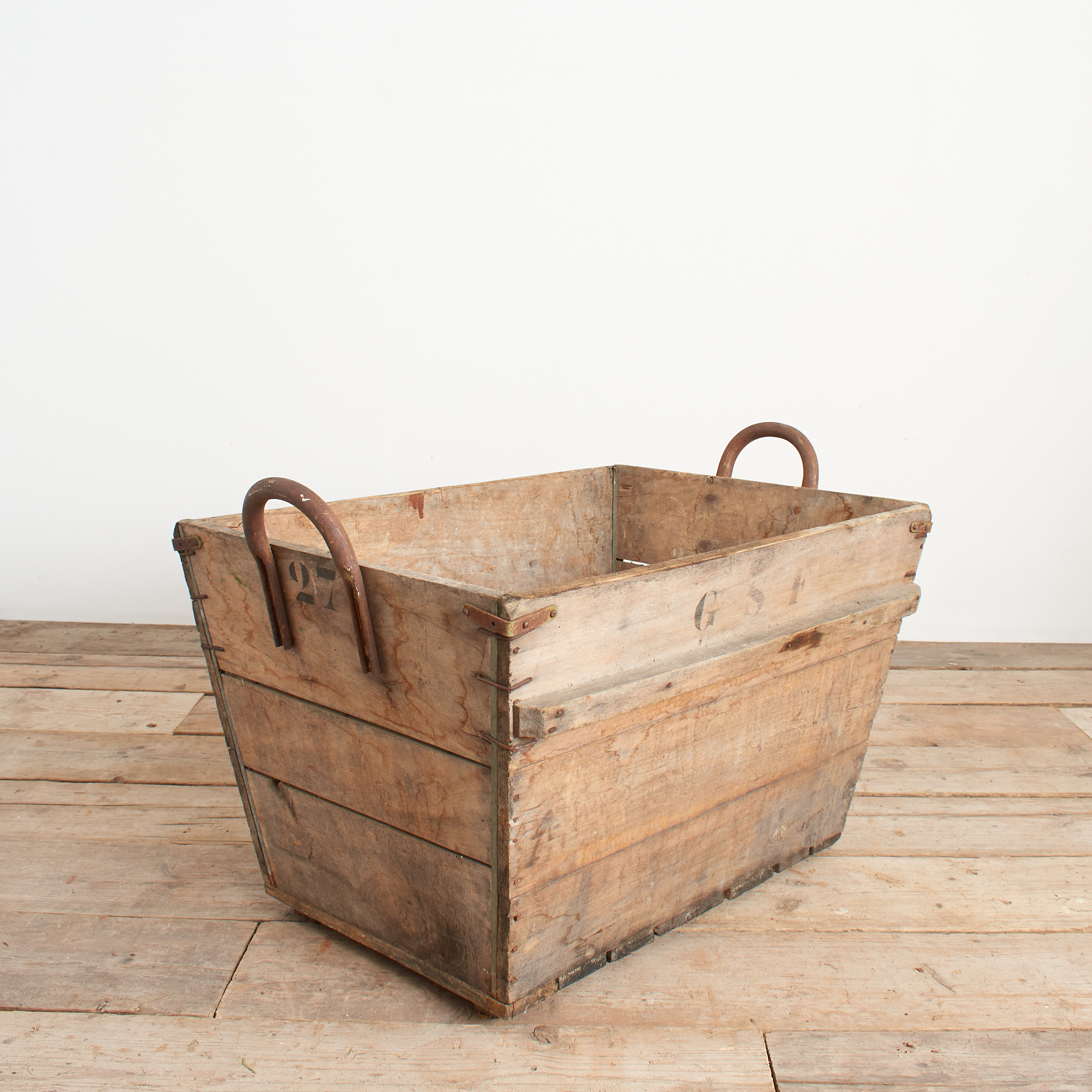 Antique French Champagne Wooden Harvest Crate Planter – C