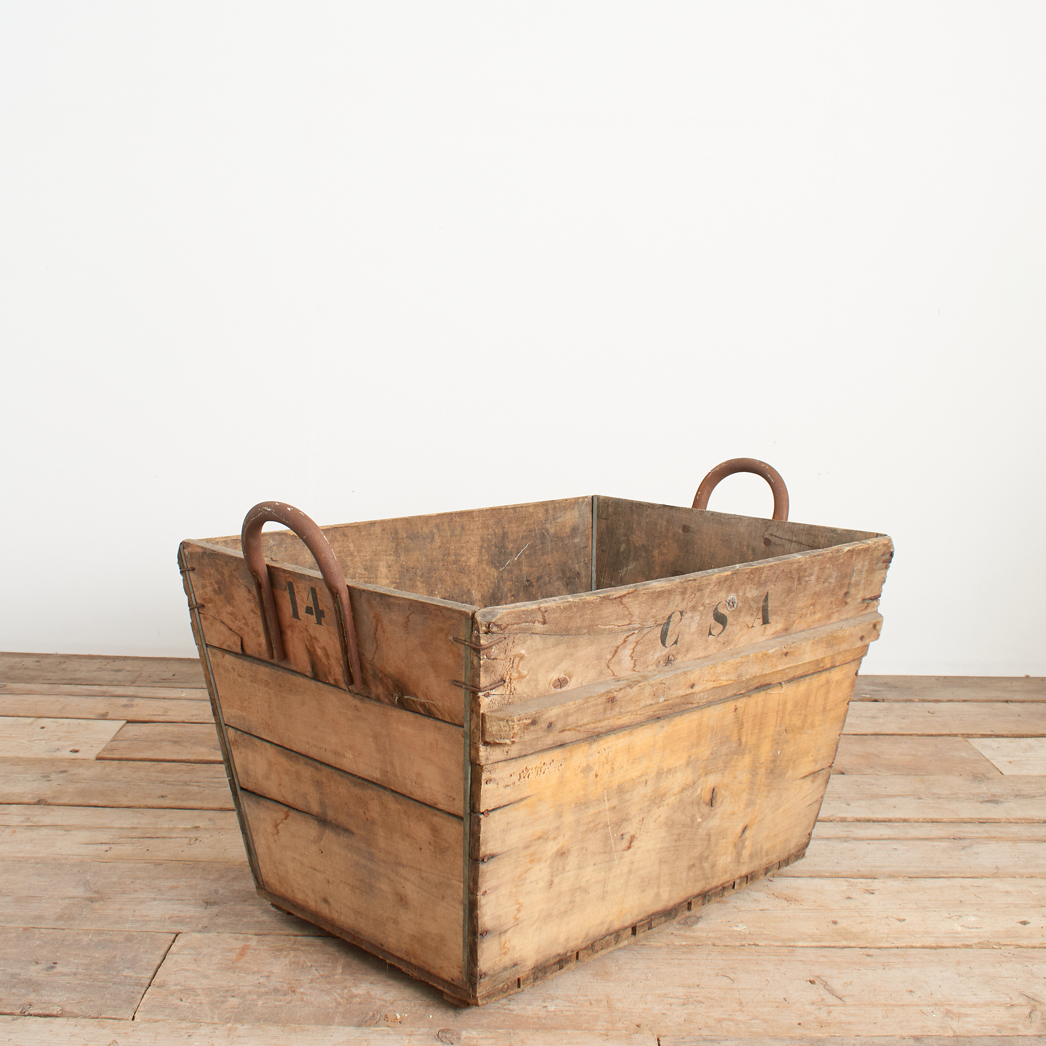 Antique French Champagne Wooden Harvest Crate Planter – C
