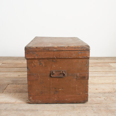 Antique Wooden Merchants Campaign Chest Blanket Box