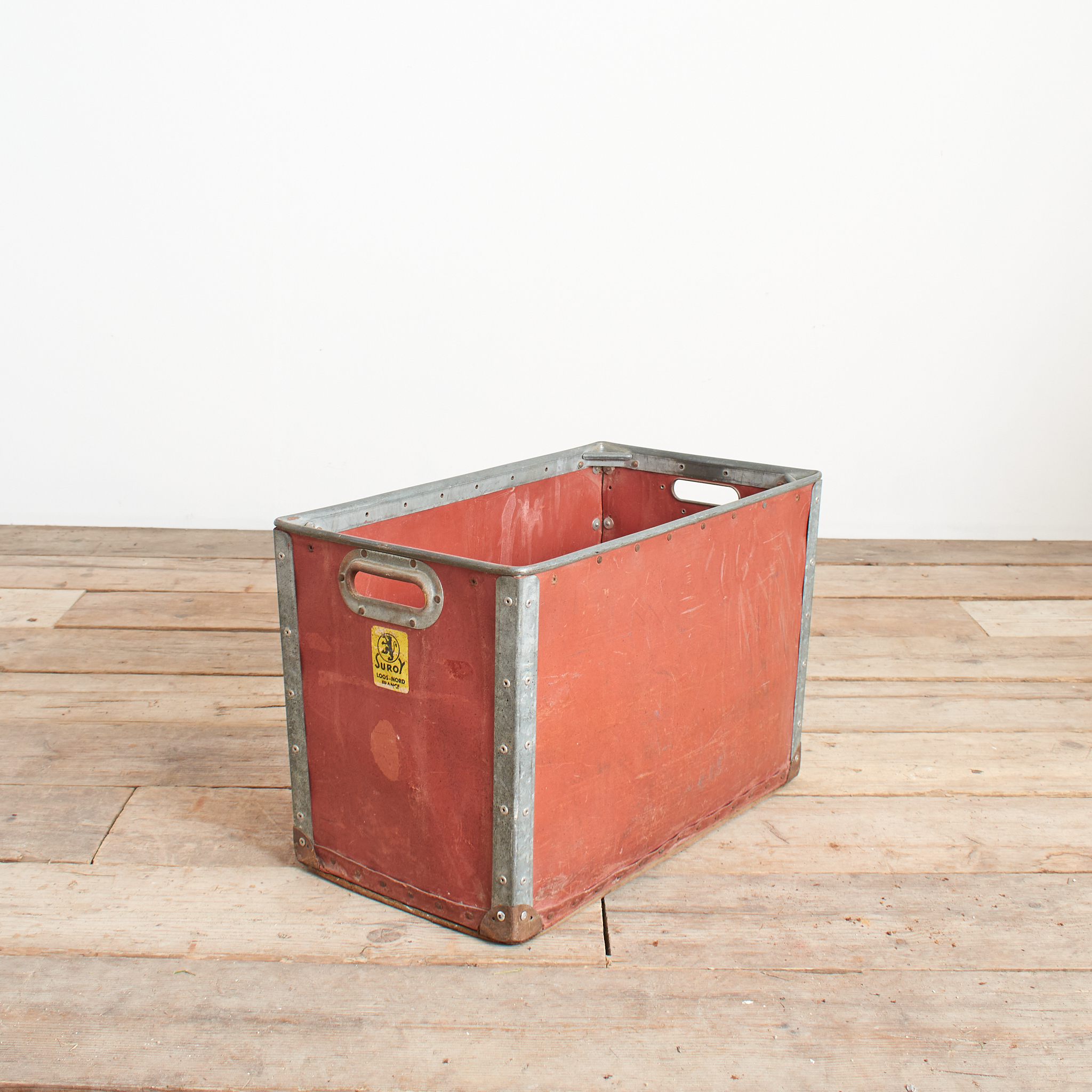 Antique French Suroy Textile Storage Tote Box