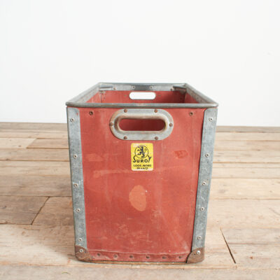 Antique French Suroy Textile Storage Tote Box